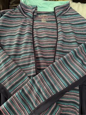 Ideology Striped Active Top – Teal, Pink & Navy